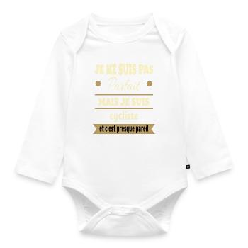 Pas parfait mais cycliste vélo humour - Body Bébé bio manches longues - blanc - Devant