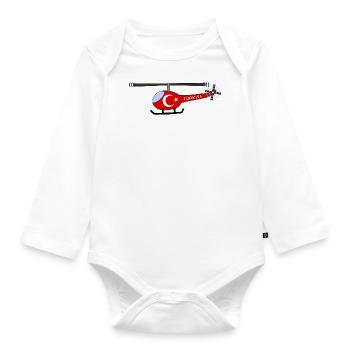 Helicopter Türkiye Flag Children - Organic Longsleeve Baby Bodysuit - white - Front