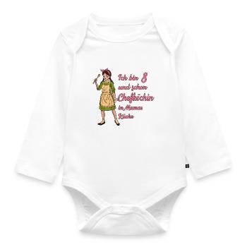 Ich bin 8 - Mädchen Koch - Baby Bio-Langarm-Body - Weiß - Vorne