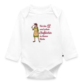 Ich bin 12 - Mädchen Koch - Baby Bio-Langarm-Body - Weiß - Vorne