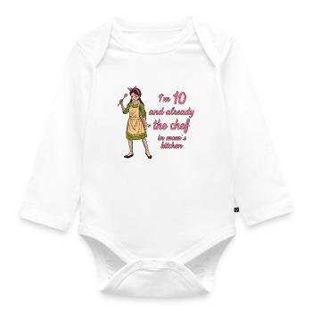 Ich bin 10 - Mädchen Koch - Baby Bio-Langarm-Body - Weiß - Vorne