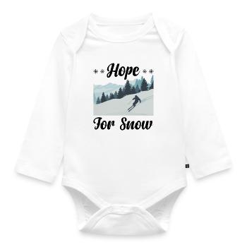 Hope for skiing fun in the snow - Organic Longsleeve Baby Bodysuit - white - Front
