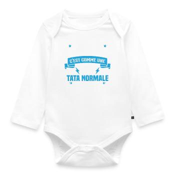 Je suis une super tata, humour cadeau tata - Body Bébé bio manches longues - blanc - Devant