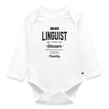 Linguiste Profession drôle - Body Bébé bio manches longues - blanc - Devant