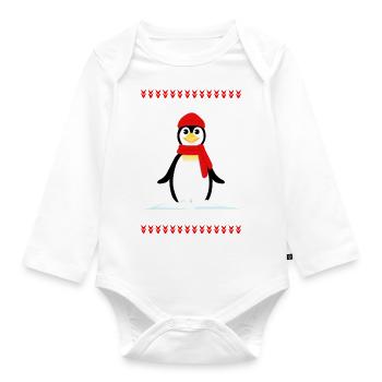 Penguin Christmas Winter - Organic Longsleeve Baby Bodysuit - white - Front