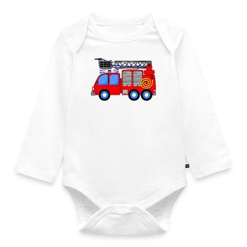 Fire engine children - Organic Longsleeve Baby Bodysuit - white - Front