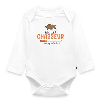 chasseur bientôt chasseur chasseurs en cours - Body Bébé bio manches longues - blanc - Devant
