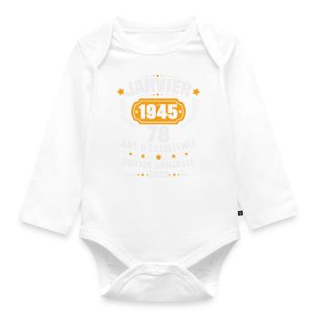 Birthday gift 78 years January 1945 vintage - Organic Longsleeve Baby Bodysuit - white - Front