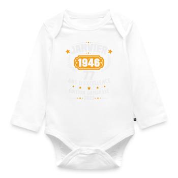 Birthday Gift 77 Years January 1946 Vintage - Organic Longsleeve Baby Bodysuit - white - Front