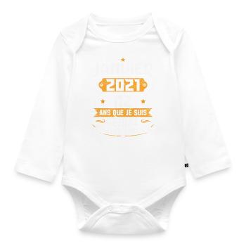 Rétro Cadeau D'anniversaire 2 Ans Janvier 2021 - Body Bébé bio manches longues - blanc - Devant
