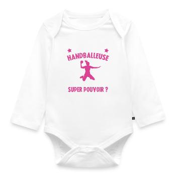 Handballeuse super-pouvoir - Body Bébé bio manches longues - blanc - Devant