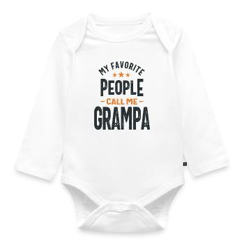 My Favorite People Call Me Grampa - Dad Grandpa - Organic Longsleeve Baby Bodysuit - white - Front