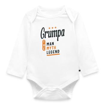Grumpa The Man Myth Legend - Grandpa Dad - Organic Longsleeve Baby Bodysuit - white - Front