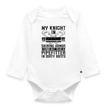 My Knight In Shining Pipefitter Pipes Pipefitters - Baby Bio-Langarm-Body - Weiß - Vorne