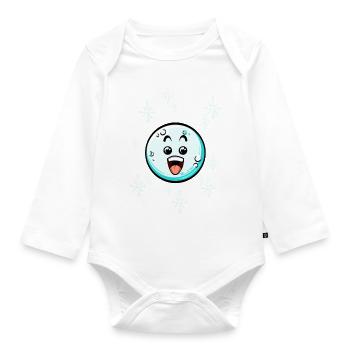 Snowball with Christmas hat #3/9 - Organic Longsleeve Baby Bodysuit - white - Front
