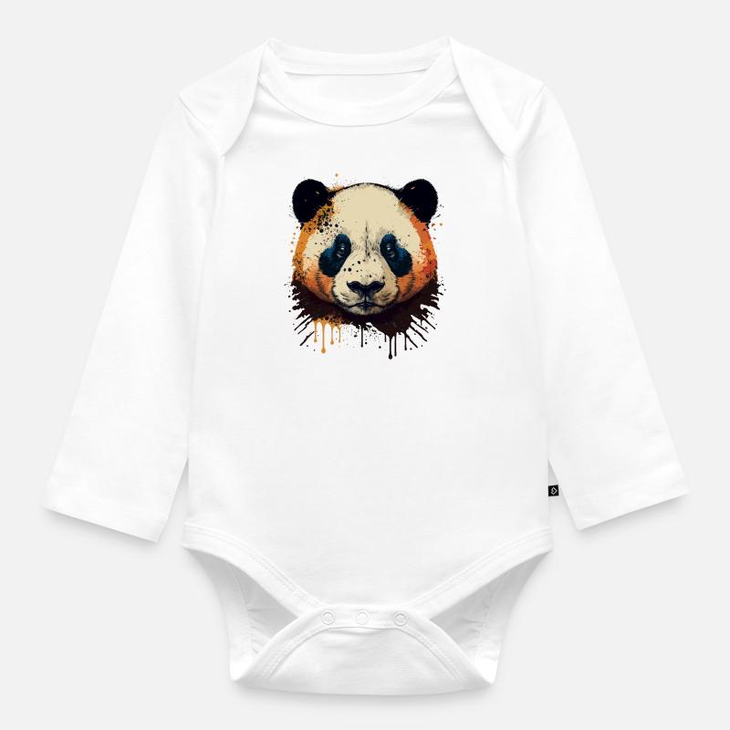 Süßer Panda - Baby Bio-Langarm-Body - Weiß
