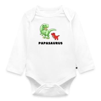 Papa Père Naissance Paternité Papasaurus - Body Bébé bio manches longues - blanc - Devant