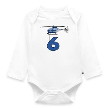 Polizei Hubschrauber 6. Geburtstag - Baby Bio-Langarm-Body - Weiß - Vorne