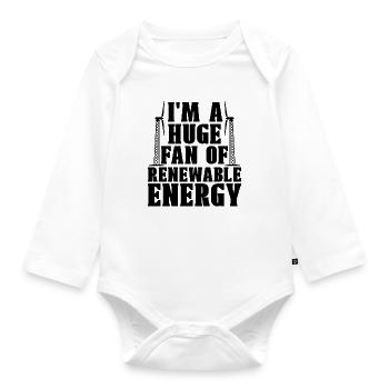 I'm A Huge Fan Of Green Energy Turbine Technician - Baby Bio-Langarm-Body - Weiß - Vorne