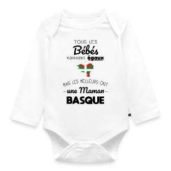 Bébés égaux meilleurs ont une maman Basque - Body Bébé bio manches longues - blanc - Devant