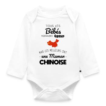 Bébés égaux meilleurs ont une maman Chinoise - Body Bébé bio manches longues - blanc - Devant