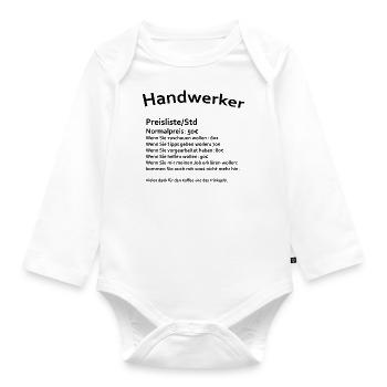 Lustige Handwerker Preisliste für die Baustelle - Baby Bio-Langarm-Body - Weiß - Vorne