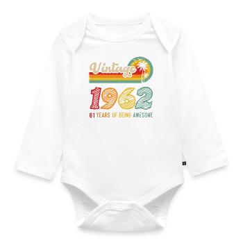 Vintage 1962, Cadeau D'anniversaire 61 Ans - Body Bébé bio manches longues - blanc - Devant