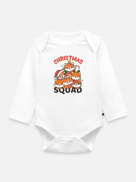 Fuchs Weihnachtsbaum Christmas Squad Fuchs - Baby Bio-Langarm-Body - Weiß
