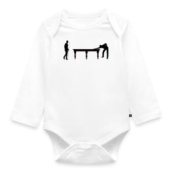 SNOOKER, POOL, BILLIARDS, 8 BALL, 9 BALL. - Organic Longsleeve Baby Bodysuit - white - Front