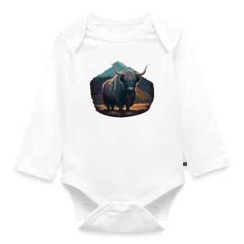 Yak Fell - Baby Bio-Langarm-Body - Weiß - Vorne