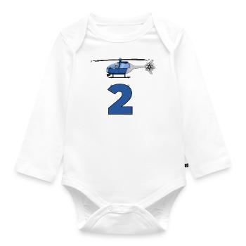 Helicopter 2nd birthday - Organic Longsleeve Baby Bodysuit - white - Front