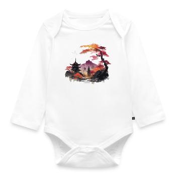 Asian Landscape - Organic Longsleeve Baby Bodysuit - white - Front