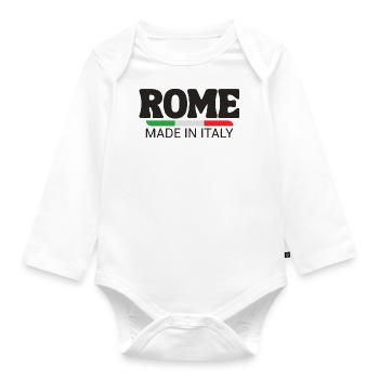 Rome Rom Roma Italia Hauptstadt Capital - Baby Bio-Langarm-Body - Weiß - Vorne