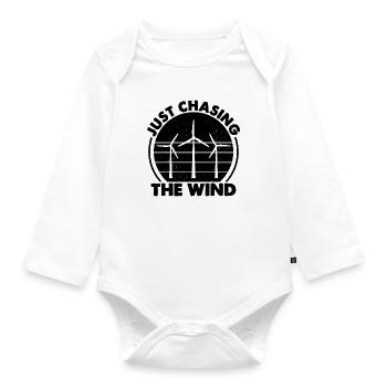 Just Chasing The Green Energy Turbine Technician - Baby Bio-Langarm-Body - Weiß - Vorne