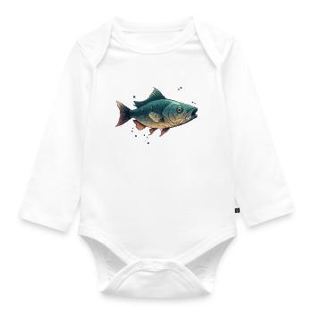 Fish - Organic Longsleeve Baby Bodysuit - white - Front
