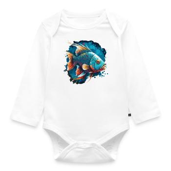 Trout Fishing - Organic Longsleeve Baby Bodysuit - white - Front