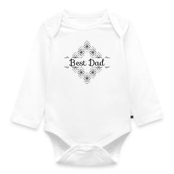 Best Dad - Organic Longsleeve Baby Bodysuit - white - Front
