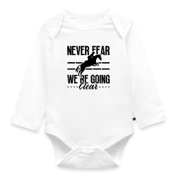 Never Fear We're Show Jumping Horses Show Jumper - Baby Bio-Langarm-Body - Weiß - Vorne