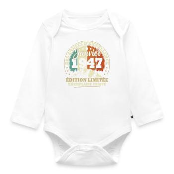 Vintage cadeau d'anniversaire née en janvier 1947 - Body Bébé bio manches longues - blanc - Devant