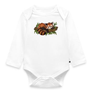 Niedlicher Schlafender Roter Panda Geschenk Schlaf - Baby Bio-Langarm-Body - Weiß - Vorne