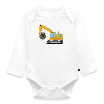 Excavatrice Enfants 7ème anniversaire - Body Bébé bio manches longues - blanc - Devant