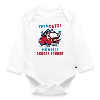 Großer Bruder Feuerwehr Jungen Geschenkidee - Baby Bio-Langarm-Body - Weiß - Vorne