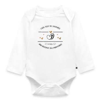 Christian Design Faith receives the impossible - Organic Longsleeve Baby Bodysuit - white - Front