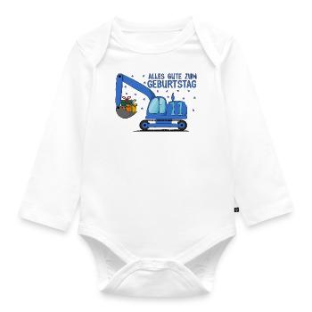 Bagger Kinder 11. Geburtstag Alles Gute Blau - Baby Bio-Langarm-Body - Weiß - Vorne
