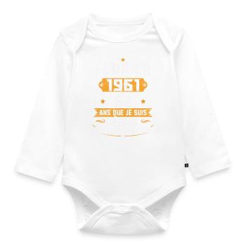 Rétro Cadeau D'anniversaire 62 Ans Février 1961 - Body Bébé bio manches longues - blanc - Devant