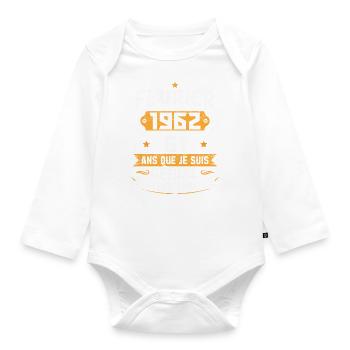 Rétro Cadeau D'anniversaire 61 Ans Février 1962 - Body Bébé bio manches longues - blanc - Devant