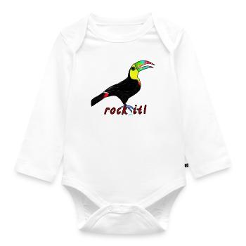 Tucan le rock! Deux peuvent le bercer! Créer ensemble - Body Bébé bio manches longues - blanc - Devant