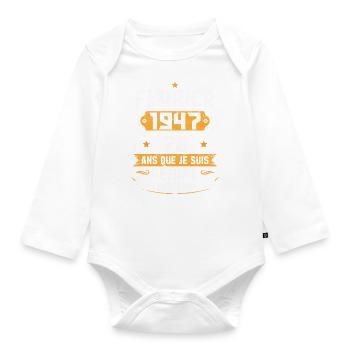 Rétro Cadeau D'anniversaire 76 Ans Février 1947 - Body Bébé bio manches longues - blanc - Devant