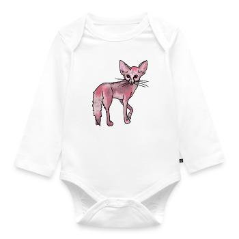 Rosa Wüstenfuchs Fennek - Baby Bio-Langarm-Body - Weiß - Vorne