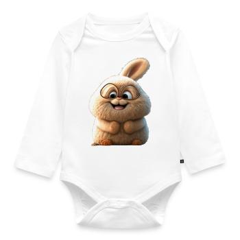 Lapin cartoon - Body Bébé bio manches longues - blanc - Devant
